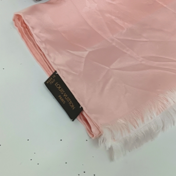 Louis Vuitton Women's Silk Wool Monogram Denim Scarf - Pink - Picture 8 of 13